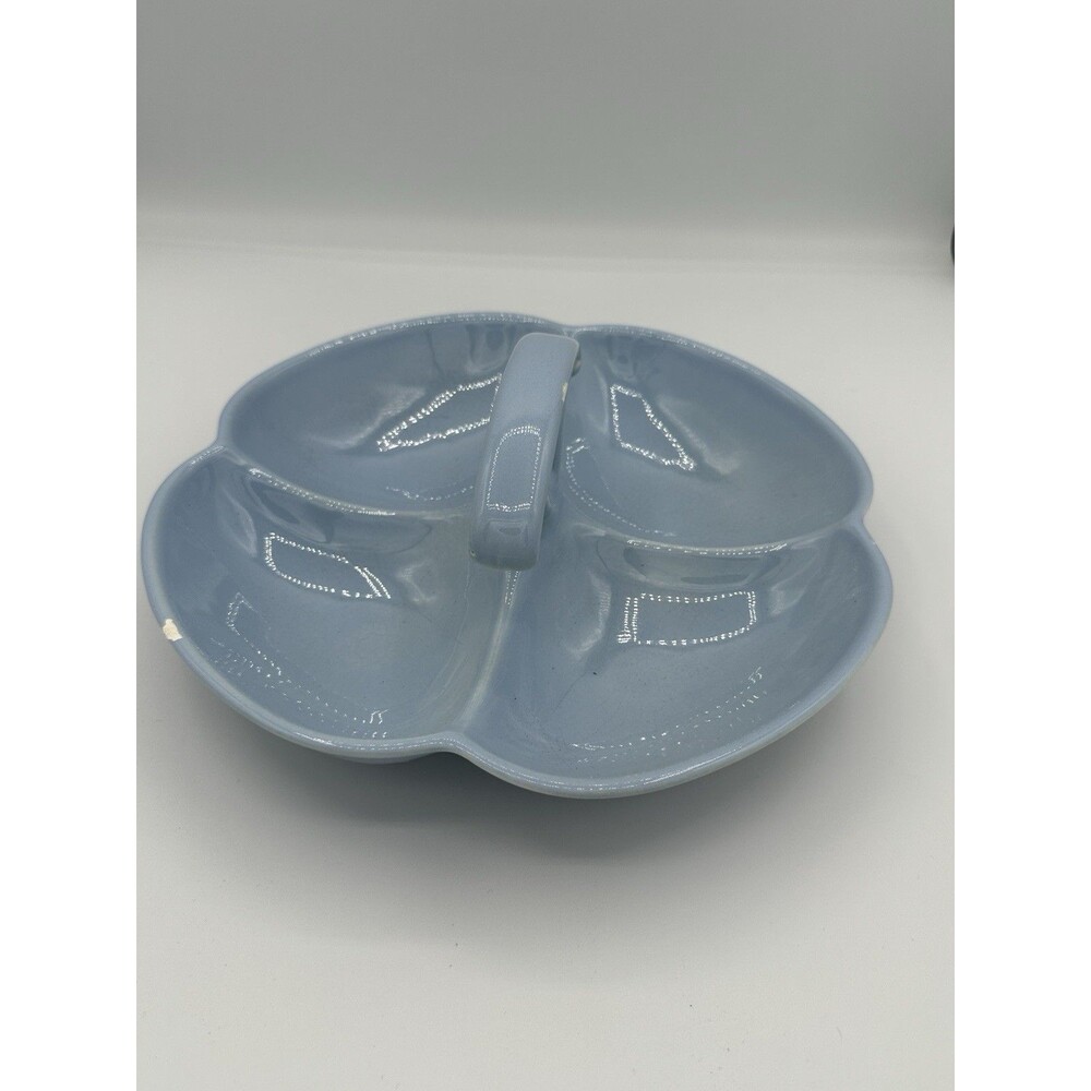 Vintage LuRay 1941 Taylor Smith & Taylor Pastels Blue 4 Part Relish Serving Dish